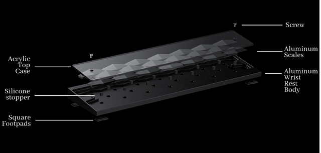 Dragon Scale Wrist Rest 65% - Silicone Connector Version